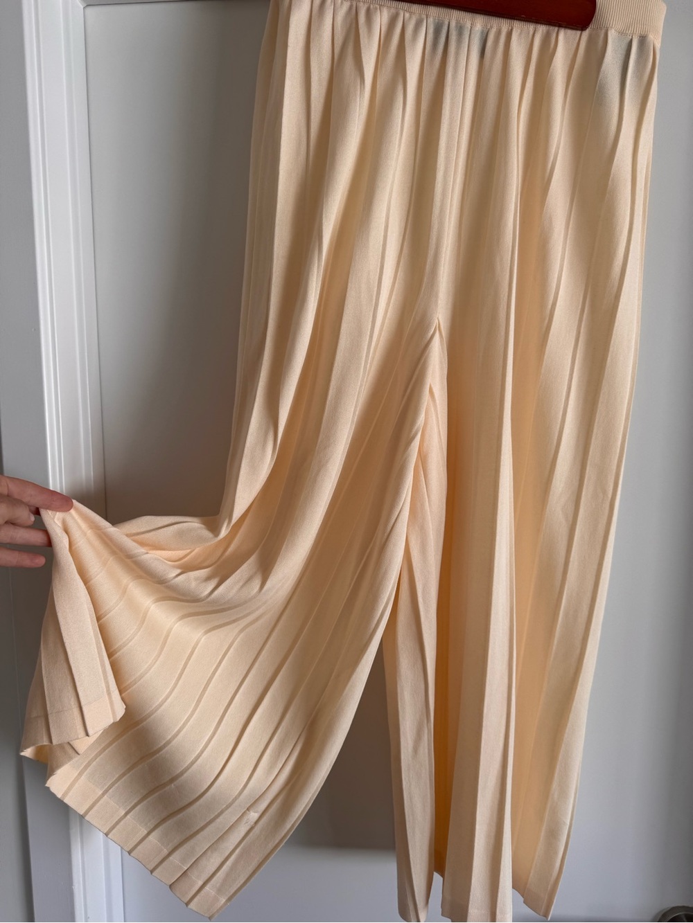 Theory Pleated Wide-Leg Pants in Cream